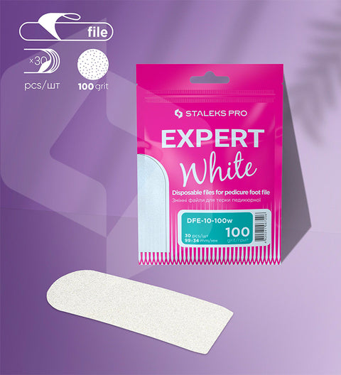DFE-10-100w | Limas blancas desechables para pedicura rallador EXPERT 10 grano 100